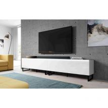 FURNIX Commode TV BARGO 200 (2x100cm) sans éclairage LED & pieds réglables blanc