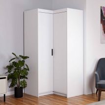 Der Ecke Kleiderschrank Eliza 97x97 cm Schrank mit Griff Weiß - Furnix