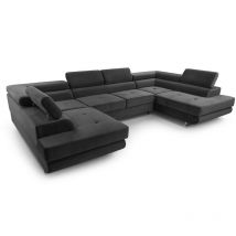 Furnix - Ecksofa nillona U-Form Schlaffunktion Bettkasten KR34 Dunkelgrau