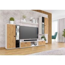 FURNIX Ensemble de Meubles de Salon/Ensemble de Meubles 4 parties sans LED 240 x 180 x 40,2 cm blanc artisan