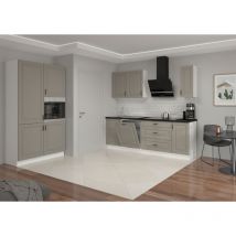 Furnix - Küchenmöbel-Set Küchenzeile Ariatte 230x120 cm mit Hängeschränken Hellgrau Weiß