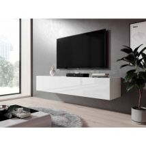 Tv Hängeboard, zibo tv-Lowboard Board armoire moderne suspendue Loft Design brillant 160 cm blanc brillant - Furnix