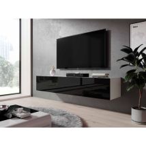 Furnix - Panneau Mural, Panneau Bas Rtv Zibo 160 Noir Brillant