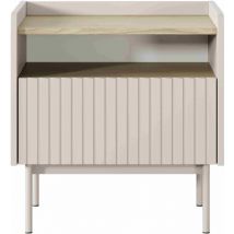 Nachtkonsole Novhaus Nachttisch mit Schublade und Metallbeine Beige - Furnix