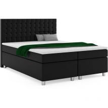 Furnix - Polsterbett inor 180 cm mit hohem Polster-Kopfteil Betttopper cc Schwarz