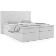 Polsterbett lonis i 120 cm mit hohem Polster-Kopfteil Betttopper bc Weiß - Furnix