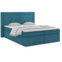 Polsterbett lonis i 140 cm hohem Polster-Kopfteil Betttopper CS2313 Blau - Furnix