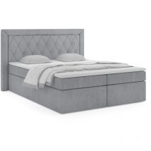 Polsterbett lonis i 140 cm hohem Polster-Kopfteil Betttopper MH84 Grau - Furnix
