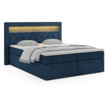 Polsterbett lonis ii 160 cm led hohem Polster-Kopfteil Betttopper MH77 - Furnix