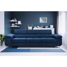 Polstersofa Couch nillona Armlehnen Verstellbare Kopfstützen KR9 Dunkelblau - Furnix