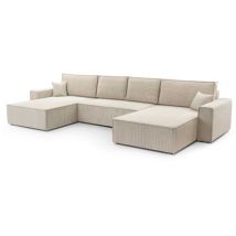 Furnix - Polstersofa in U-Form melania u Schlaffunktion Bettkasten PSO100 Beige