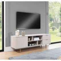 FURNIX RTV Kabinett Mortia mit zwei Schubladen und MetalFuße Kaschmir