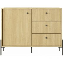 Schrank scandinawa 107 d3s Kommode mit schwarze Metallfüße Scandi Eiche/Fischgrät - Furnix