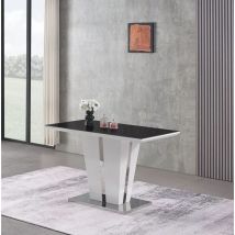 Furnizone Uk - Gianni 4-Seater Black Glass and White High Gloss Dining Table