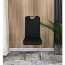 FURNIZONE UK Isaac Chairs Black Faux Leather (Set of 2)