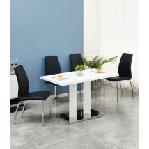 Meridian 4-Seater White High Gloss Dining Table with 4 Modalux Black Faux Leather Chairs - Furnizone Uk