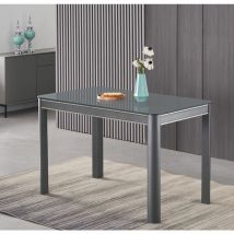 Milano 4-Seater Grey Glass Top and Grey Metal Legs Dining Table - Furnizone Uk