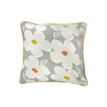 Fusion - Aura Floral 100% Cotton Piped Cushion Cover, Grey, 43 x 43 Cm