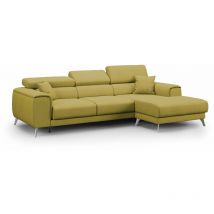 Fusion Canapé d'angle avec assises amovibles en tissu doux antitache T05 260 cm Gauche jaune