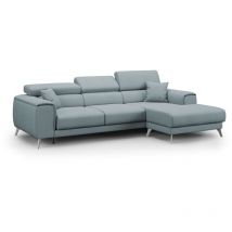 Divani.store - Fusion Ecksofa mit Schiebesitzen aus weichem, abwaschbarem Stoff T05 260 cm links baby blau