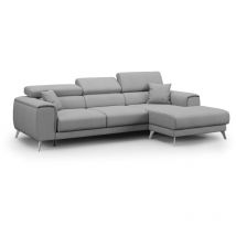 Divani.store - Fusion Ecksofa mit Schiebesitzen aus weichem, abwaschbarem Stoff T05 260 cm links grau