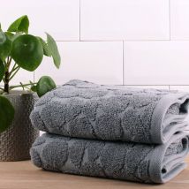 Ingo Geometric Jacquard 100% Cotton 550gsm Hand Towel, Grey, 2 Pack - Fusion