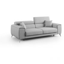 Fusion Sofa mit Schiebesitzen aus abwaschbarem Stoff T05 185 cm grau