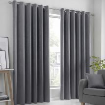 Strata Woven Eyelet Lined Curtains, Charcoal, 46 x 54 Inch - Fusion