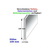 Fußleiste / Sockelleiste (typ i 100) aus Aluminium, Höhe: 100 mm, Farbe: silber eloxiert, Materialstärke: 1,0 mm, Befestigungsart: gebohrt