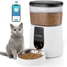 Futterautomat 4 L 2,4-g-wlan-futterspender Für Katzen Und Hunde, Verbundene App, 10-s-sprachaufzeichnung, 1–10 Mahlzeiten Pro Tag (weiß)