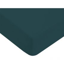 Drap housse en 100% coton premium 57 fils uni pétrole 140x200cm avec bonnet élastique de 30cm - Future Home