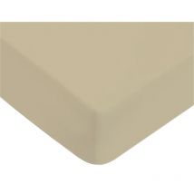 Drap housse en 100% coton premium 57 fils uni beige deux personnes 160x200cm avec bonnet élastique de 30cm - Future Home