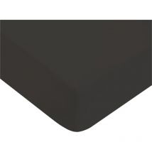 Drap housse en 100% coton premium 57 fils uni anthracite deux personnes 180x200cm avec bonnet élastique de 30cm - Future Home