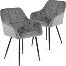 Futurefurniture - set of 2 dining chairs, dining chair dining chairs, velvet, gray
