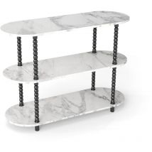 Futurefurniture - Table d'appoint, étagères, étagères à 3 niveaux, couloir, salon, chambre à coucher, stable, montage facile, blanc
