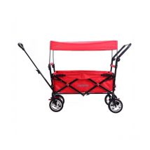 Faltbarer Bollerwagen FX-CT700 rot klappbar mit Dach, Vorder- und Hinterrad-Bremse, Vollgummi-Reifen, Schubbügel, für Kinder geeignet - Fuxtec