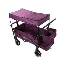 Fuxtec - faltbarer Bollerwagen FX-CT850 Purpur – klappbar mit Dach, Vorder- und Hinterrad-Bremse, Vollgummi-Reifen & Innenraumverlängerung – für