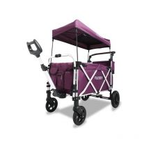 Fuxtec - Bollerwagen faltbar FX-CTL950 Purpur mit Dach - Transportwagen klappbar Hecktasche, Komfort-Schiebegriff & Innenraumverlängerung