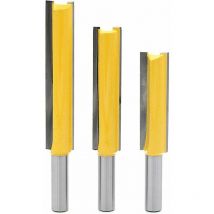 3Pcs 8mm Queue Fraises de Fraisage extra longues, Fraise à Bois Fraise Extra-longue Fraise droite à bout 8mm 1/2" 50.8mm, 8mm 1/2" 63mm, 8mm 1/2" 76mm