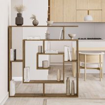 Fwstyle - Maze Bookcase Room Divider Shelving Unit Dark Oak Modern Design