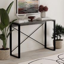 Fwstyle - Modern Console Table Retro Grey Hallway Furniture Black Metal Frame