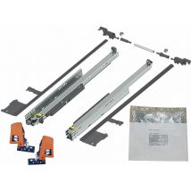 Vasalat - blum movento tip-on 760H Schubladenschienen, 520mm Vollauszug 40kg, 1 Paar inkl. Kupplung und Seitenstabilisierungs-Set