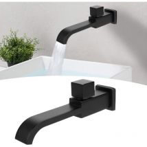 BSR - G1/2 Modern Brass Wall Mounted Bathroom Faucets Single Hole Wall Mounted Cold Water Tap for Kitchen Bath Basin Sink Matte Black