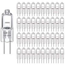 Satz Von 50 G4 20w 12v Halogen Lampen, 300 Lumen, Dimmbar, Farbtemperatur 2800k, Lebensdauer Bis Zu 3000 Stunden, Stift Lampe, Transparente Kapsel Für