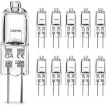 G4-halogenlampen, G4 12v 20w Halogen-stiftsockellampe, 2800k Warmweiß, Dimmbar, G4-klarglas-kapsellampe, 10er-packung