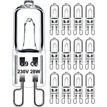 G9-Glühbirne, 28 w, 230 v, dimmbar, warmweiß, G9-Halogenlampe, 300 °c Toleranz, G9-Ofenlampe für Mikrowelle, Backofen, Herd, Deckenleuchten, 12 Stück