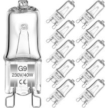 G9-halogenlampen, 40 W, Transparente Kapsel-g9-halogenlampe, 2-polig, Warmweiß 2700 K, Für Deckenleuchten, Kronleuchter, Arbeitsplatten, Schränke, 