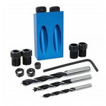 Aamunpa - Gabarit de Percage - Guide Percage Oblique Kit de perage de trou de poche 15 ° Ensemble de guide de perage oblique pour le travail du bois
