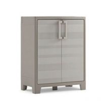 Armario bajo resina dos puertas tres baldas Beige gulliver 80x44x h100 cm
