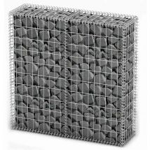 Panier de gabion Mur en gabion Clôture de gabion avec couvercle Fil galvanisé 100 x 100 x 30 cm 50032
